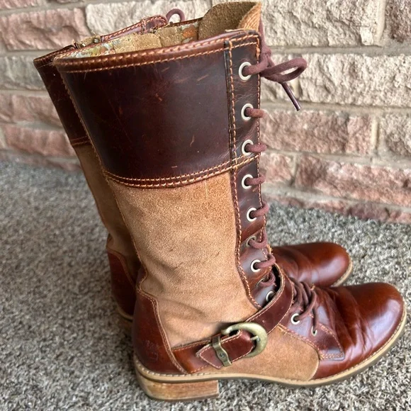 Timberland Earthkeeper Bethel Mid lace Boots size 9 Brown Distressed Leather - Picture 6 of 12